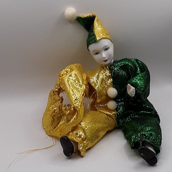 Harlequin Jester Clown Girl Doll Vintage Preowned Bendable Wires Collectible - Picture 5 of 14